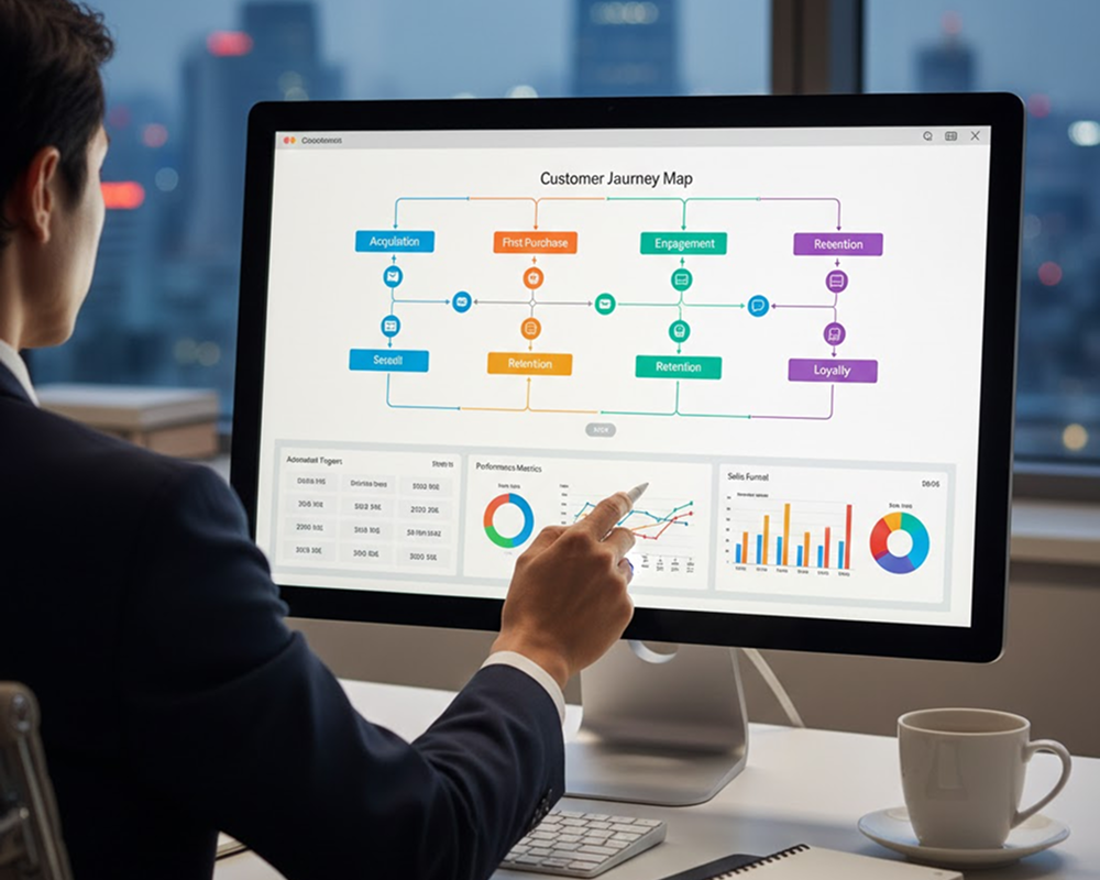 이커머스 비즈니스에서 고객 유지율, 즉 리텐션 5% 개선이 이익에 미치는 막대한 영향과 신규 고객 유치 비용 대비 기존 고객 유지 비용의 효율성을 보여주는 전문적인 데이터 시각화 자료.