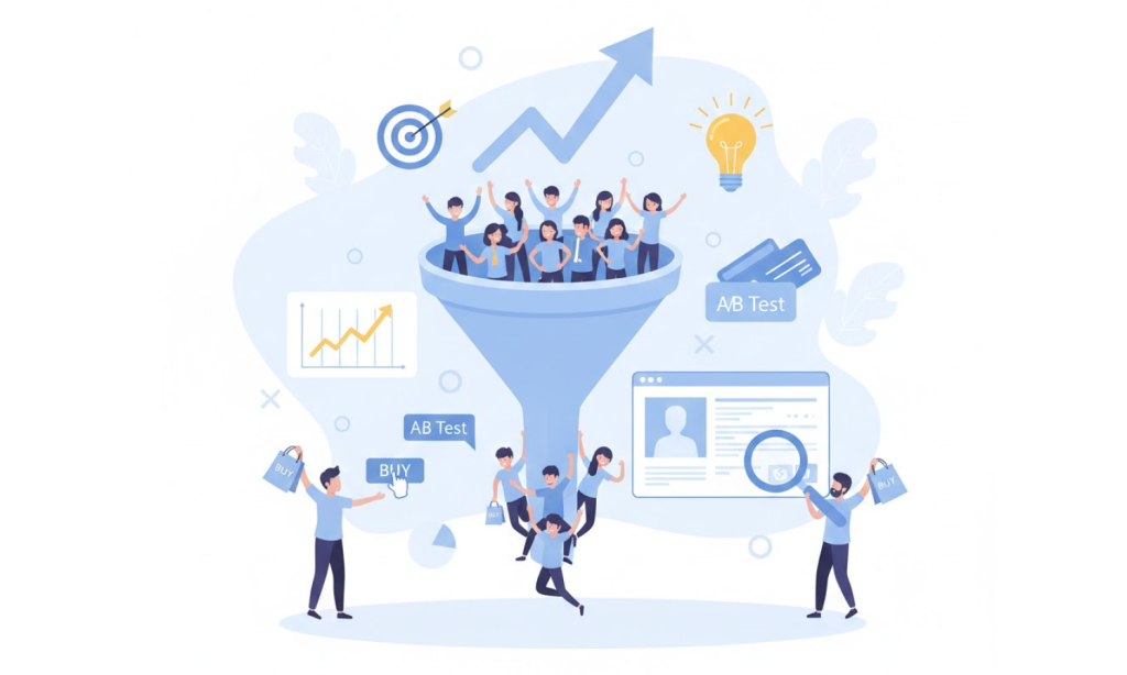 메타, 구글, 검색 광고 등 다양한 마케팅 채널을 통해 고객 유입 경로를 확장하고 랜딩 페이지 성과를 극대화하는 멀티 채널 마케팅 전략 이미지