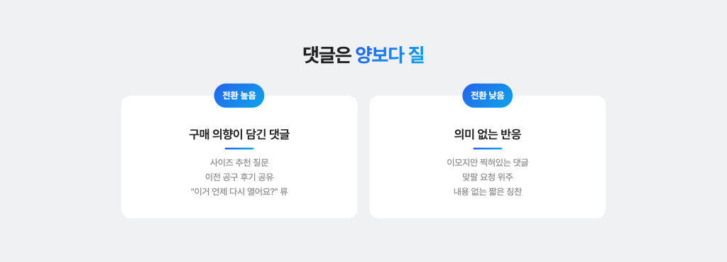 공구 전환력이 좋은 인플루언서를 고르는 방법 1. 댓글의 질을 확인하기