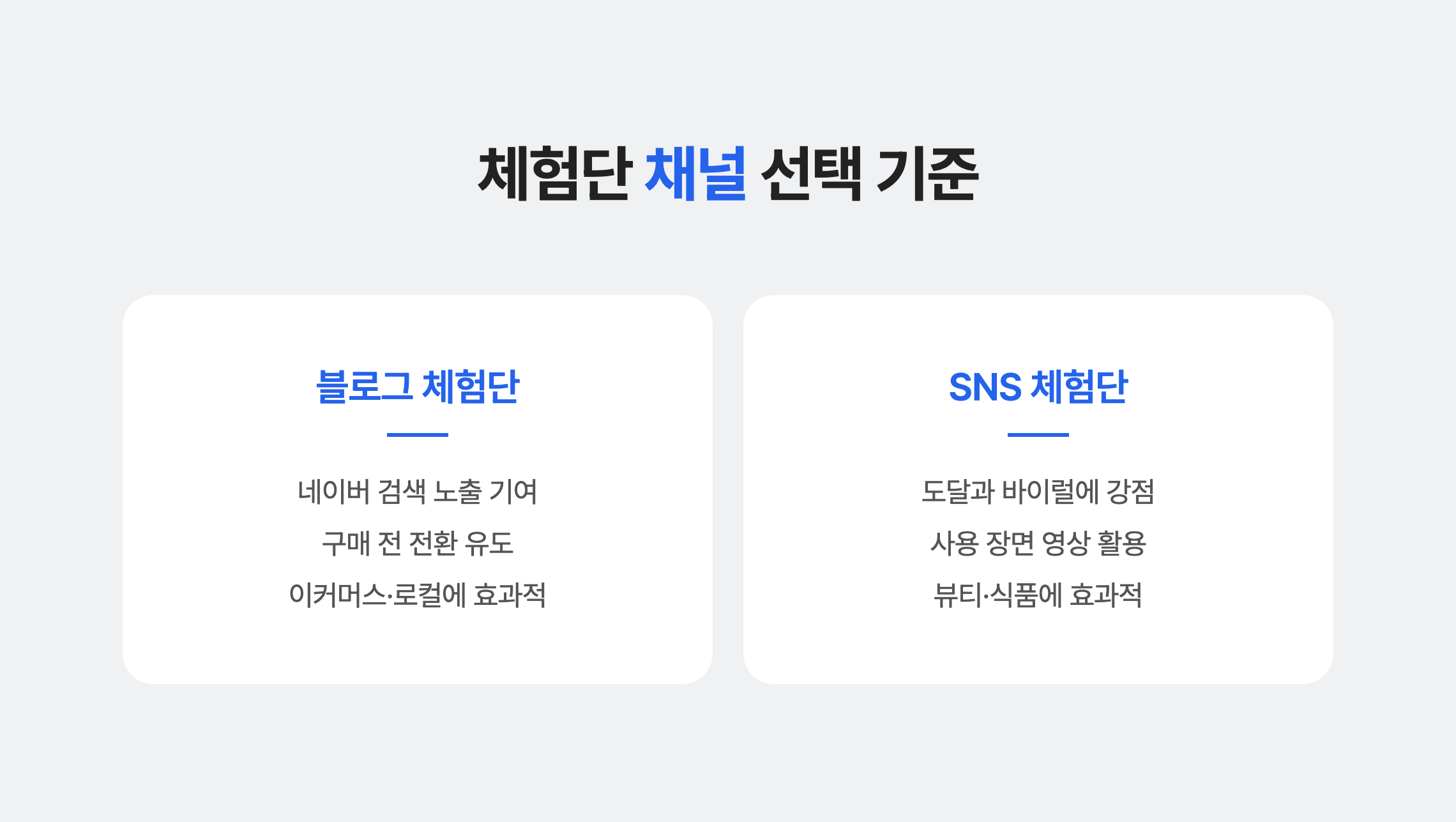 체험단 채널 선택 기준